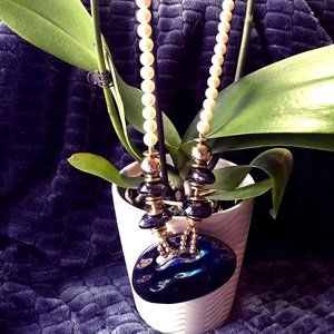 3/$25 vintage 80s statement 'pearls' oil slick 'stone' bead necklace